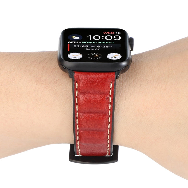 Lisslune | Leather Watch Band for Apple Watch Series 7 41mm / 6 & SE & 5 & 4 40mm / 3 & 2 & 1 38mm (Red)