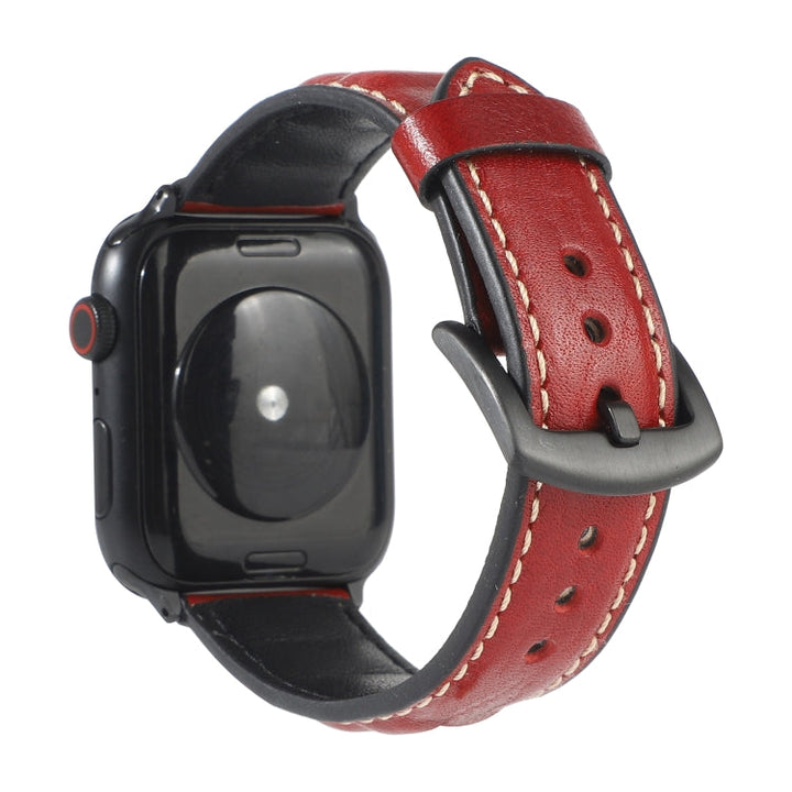 Lisslune | Leather Watch Band for Apple Watch Series 7 41mm / 6 & SE & 5 & 4 40mm / 3 & 2 & 1 38mm (Red)