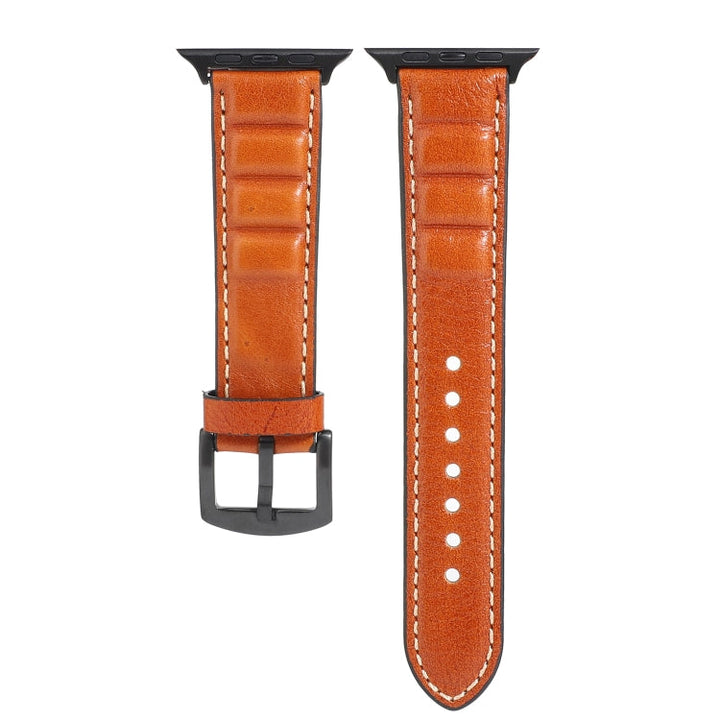 Lisslune | Leather Watch Band for Apple Watch Series 7 41mm / 6 & SE & 5 & 4 40mm / 3 & 2 & 1 38mm (Yellow Brown)
