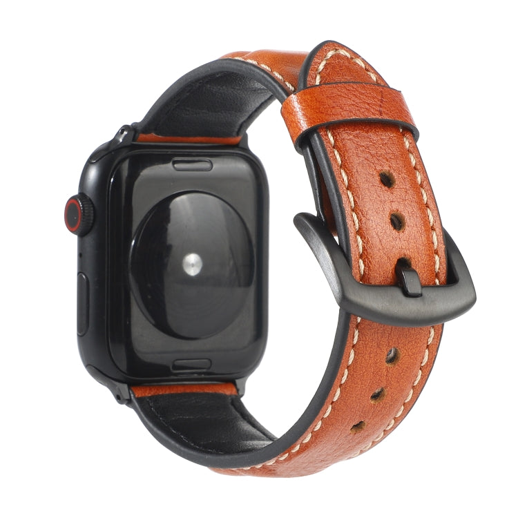 Lisslune | Leather Watch Band for Apple Watch Series 7 41mm / 6 & SE & 5 & 4 40mm / 3 & 2 & 1 38mm (Yellow Brown)