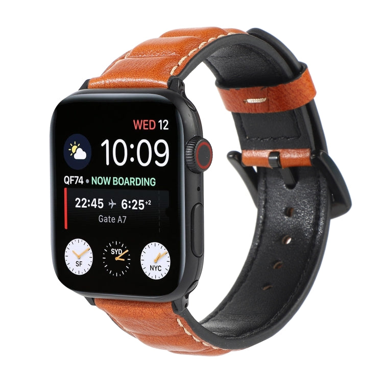 Lisslune | Leather Watch Band for Apple Watch Series 7 41mm / 6 & SE & 5 & 4 40mm / 3 & 2 & 1 38mm (Yellow Brown)