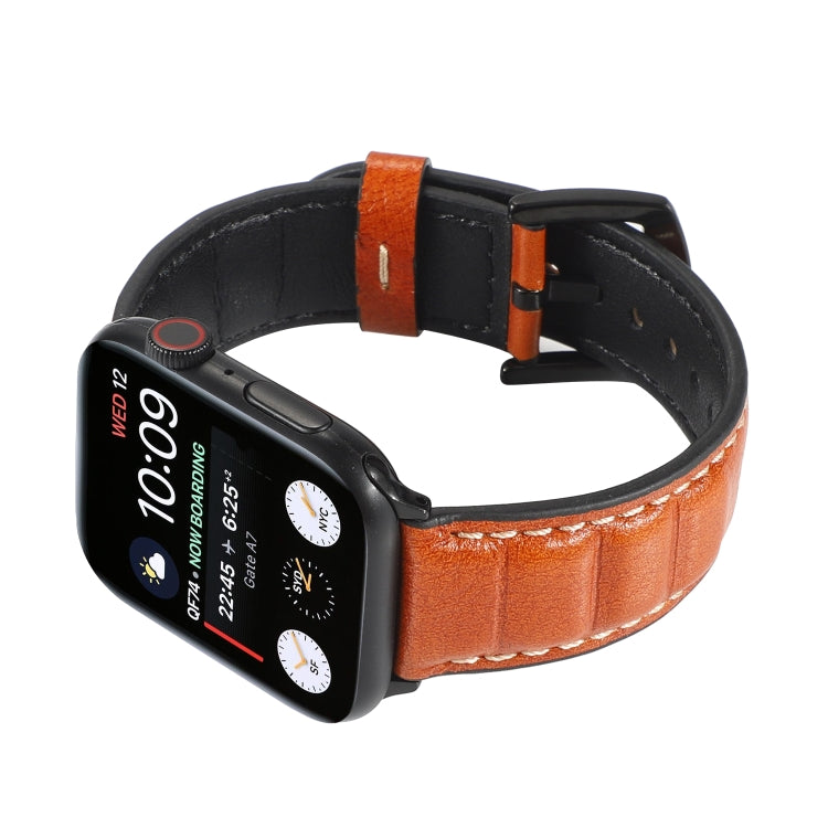 Lisslune | Leather Watch Band for Apple Watch Series 7 41mm / 6 & SE & 5 & 4 40mm / 3 & 2 & 1 38mm (Yellow Brown)