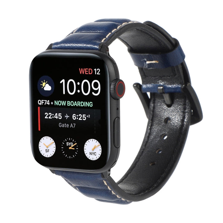 Lisslune | Leather Band for Apple Watch Series 7 41mm / 6 & SE & 5 & 4 40mm / 3 & 2 & 1 38mm (Blue)