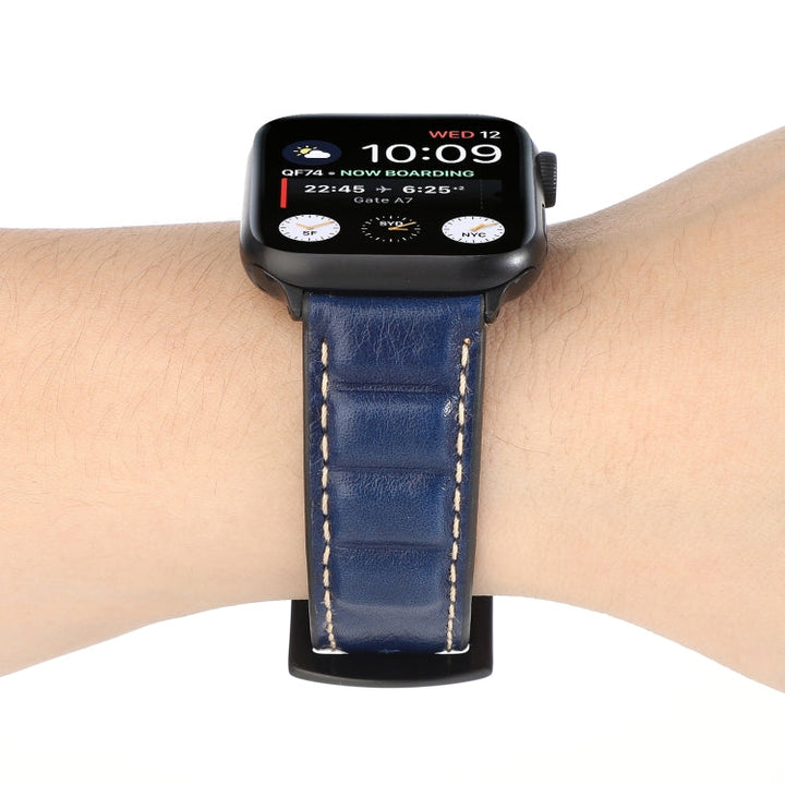 Lisslune | Leather Band for Apple Watch Series 7 41mm / 6 & SE & 5 & 4 40mm / 3 & 2 & 1 38mm (Blue)