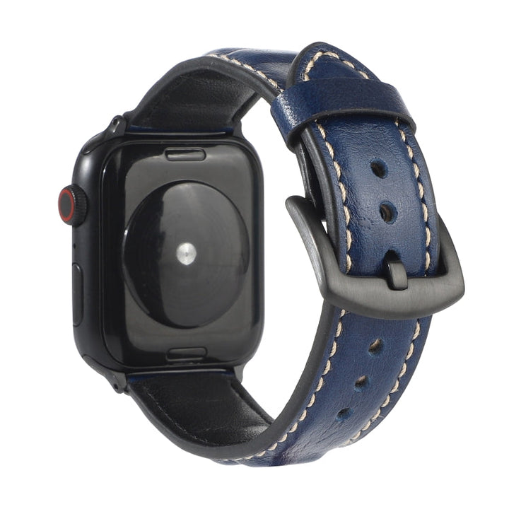 Lisslune | Leather Band for Apple Watch Series 7 41mm / 6 & SE & 5 & 4 40mm / 3 & 2 & 1 38mm (Blue)