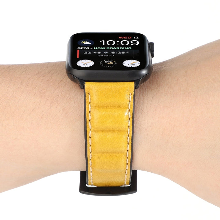 Lisslune | Leather Watch Band for Apple Watch Series 7 41mm / 6 & SE & 5 & 4 40mm / 3 & 2 & 1 38mm (Yellow)