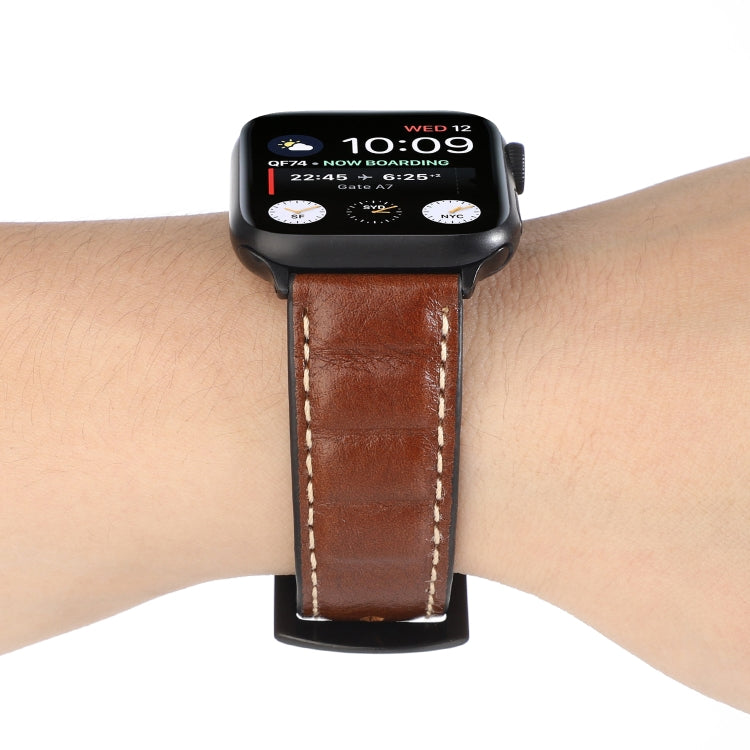 Lisslune | Leather Watch Band for Apple Watch Series 7 41mm / 6 & SE & 5 & 4 40mm / 3 & 2 & 1 38mm (Dark Brown)