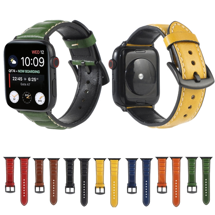 Lisslune | Leather Watch Band for Apple Watch Series 7 41mm / 6 & SE & 5 & 4 40mm / 3 & 2 & 1 38mm (Yellow Brown)