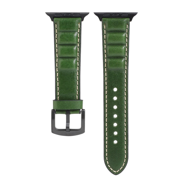Lisslune | Leather Bracelet for Apple Watch Series 7 45mm / 6 & SE & 5 & 4 44mm / 3 & 2 & 1 42mm (Green)