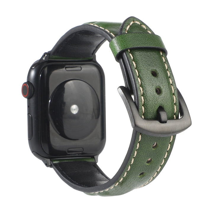 Lisslune | Leather Bracelet for Apple Watch Series 7 45mm / 6 & SE & 5 & 4 44mm / 3 & 2 & 1 42mm (Green)