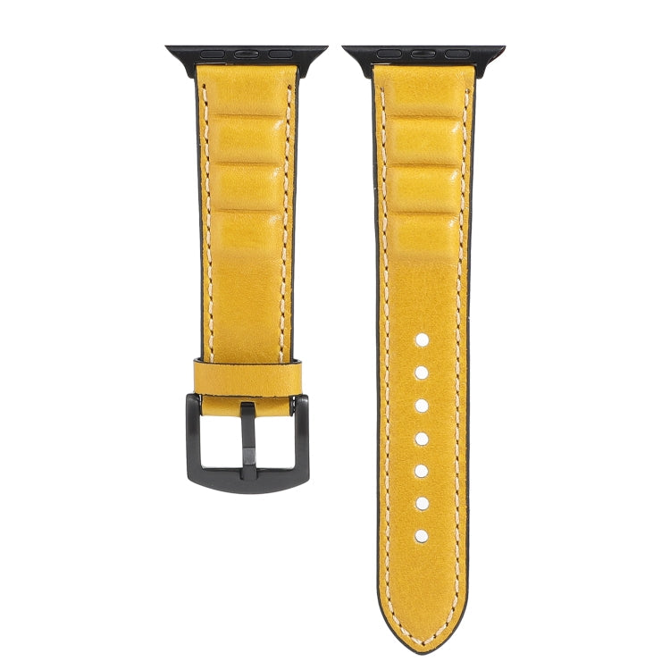 Lisslune | Leather Watch Band for Apple Watch Series 7 45mm / 6 & SE & 5 & 4 44mm / 3 & 2 & 1 42mm (Yellow)