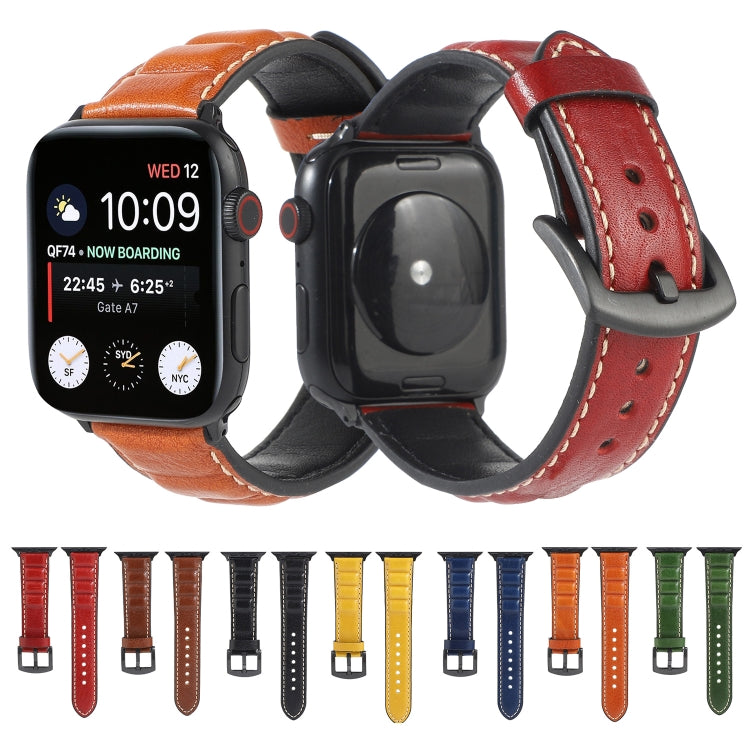 Lisslune | Leather Bracelet for Apple Watch Series 7 45mm / 6 & SE & 5 & 4 44mm / 3 & 2 & 1 42mm (Green)