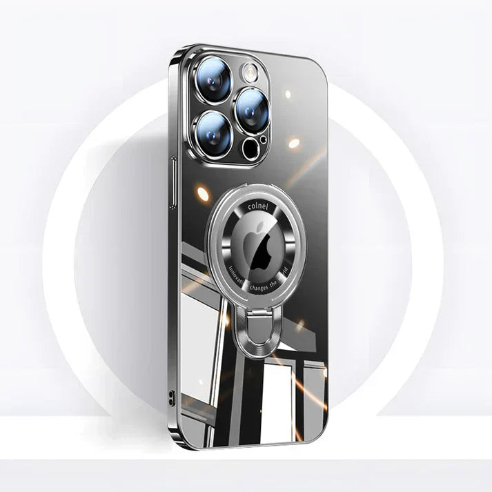 Lisslune | iPhone MagSafe Series | Transparent electroplated rotating stand phone case