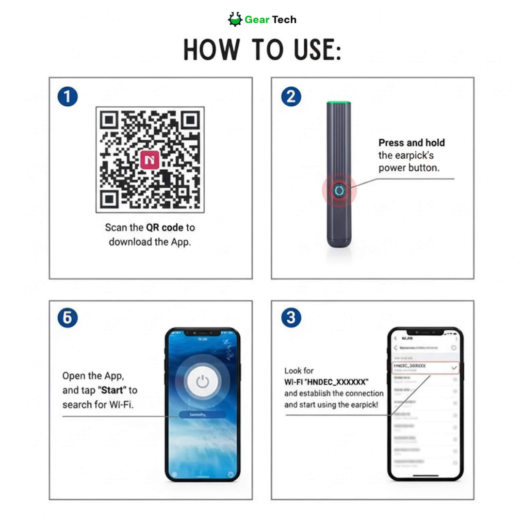 Lisslune | EarScope Pro Ear Wax Removal Kit | High-Resolution Camera & LED Lights for Safe Home Use