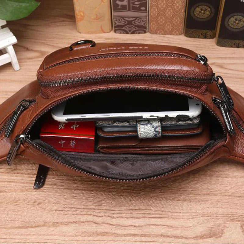 Lisslune | Genuine Leather Fanny Pack | Large Capacity, Robust Design & Versatile for Travel and Outdoor Activities