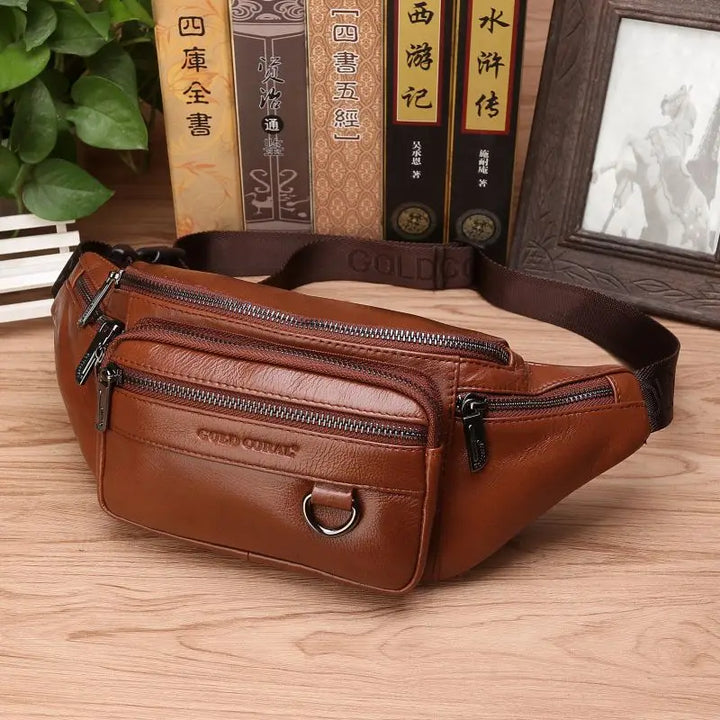 Lisslune | Genuine Cowhide Leather Waist Bag for Men – Large Capacity Fanny Pack, Belt & Crossbody Travel Bag