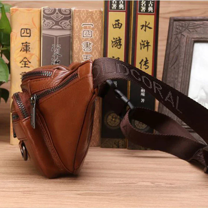 Lisslune | Genuine Cowhide Leather Waist Bag for Men – Large Capacity Fanny Pack, Belt & Crossbody Travel Bag