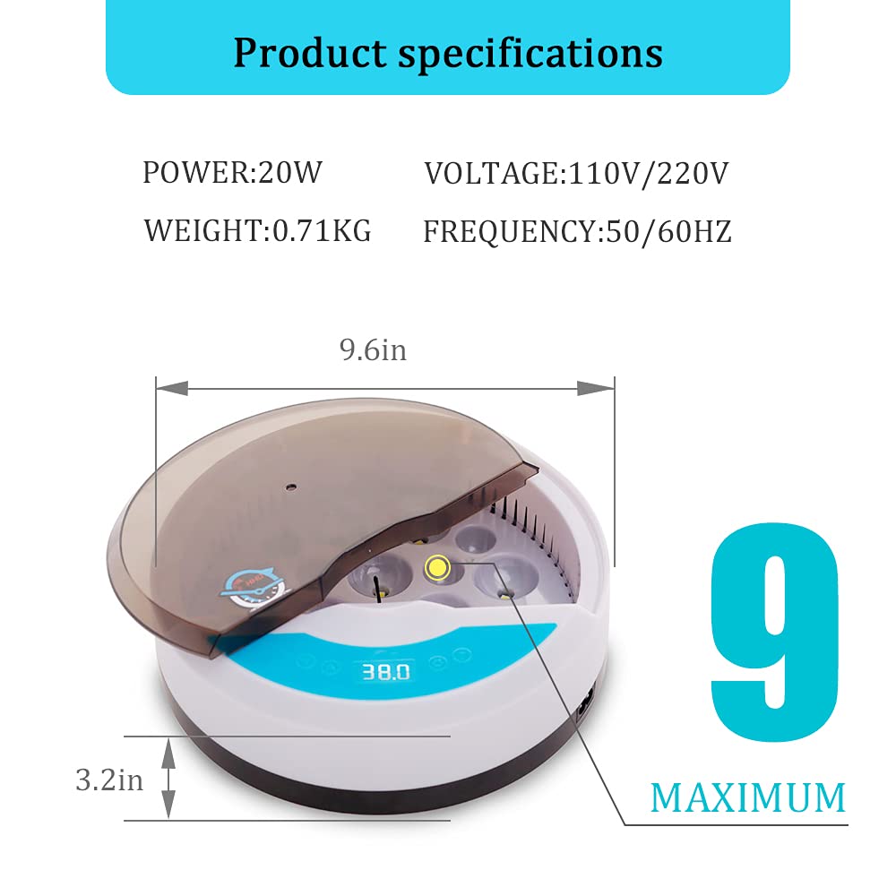 Lisslune | Egg Incubator for Chicken Eggs Incubator for Egg Hatching Chicks with Temp Control LED Chicken Hatcher