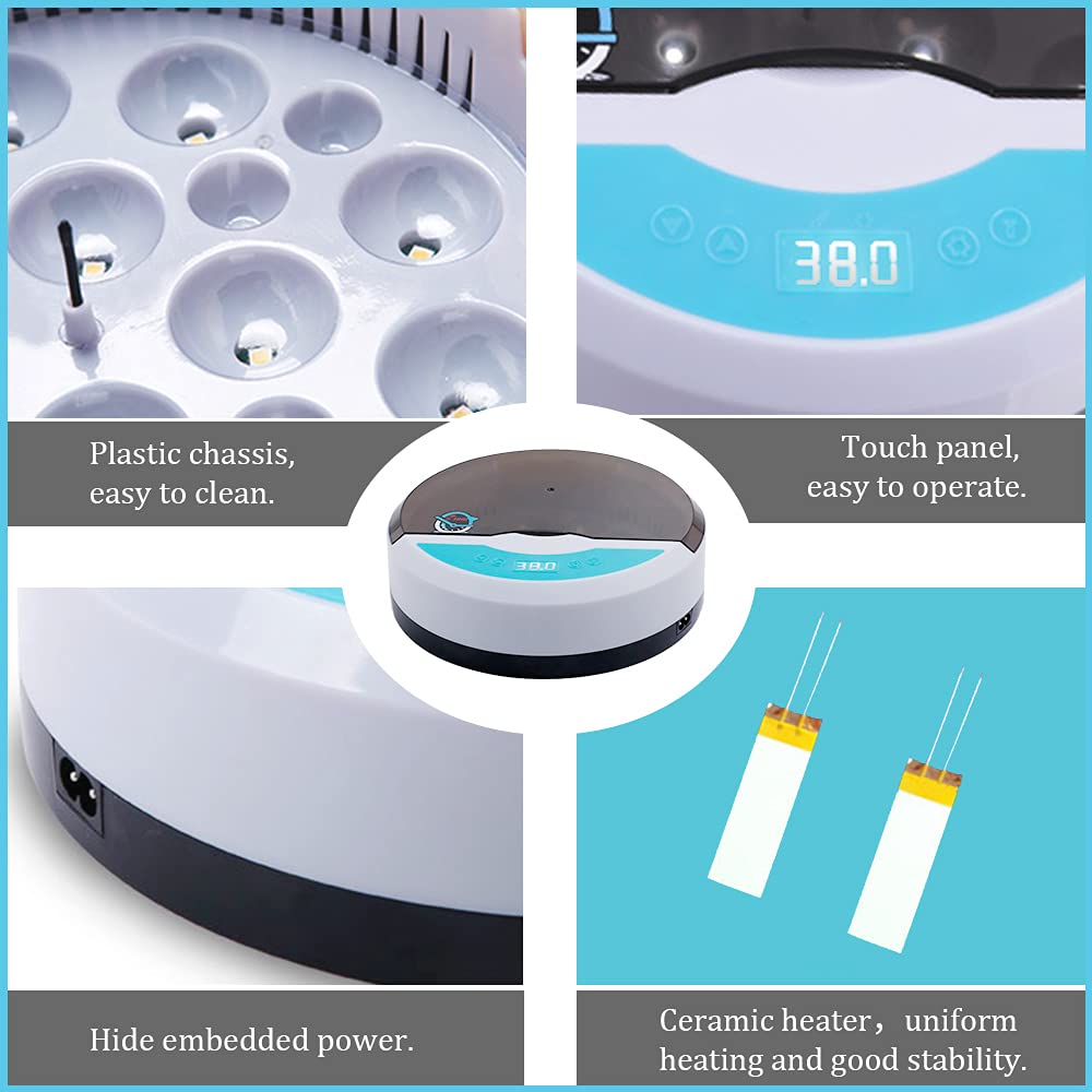 Lisslune | Egg Incubator for Chicken Eggs Incubator for Egg Hatching Chicks with Temp Control LED Chicken Hatcher