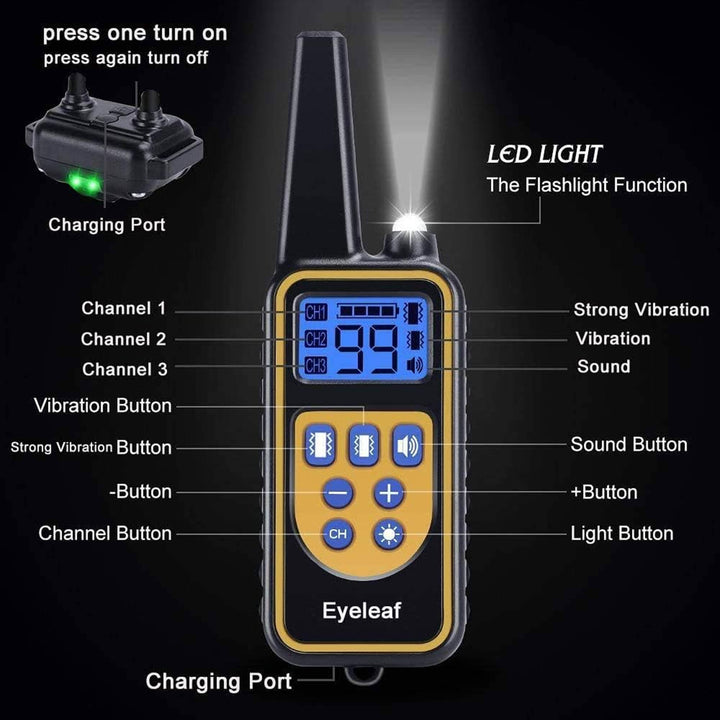 Lisslune | 800M Rechargeable Electric Dog Training Collar | Waterproof, Remote Control & Ideal for Effective Dog Training