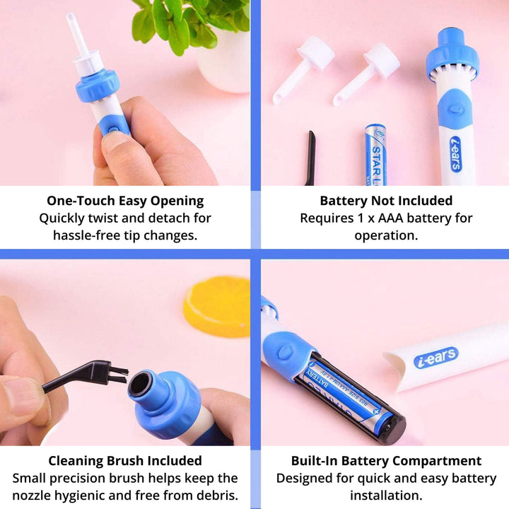 Lisslune | Electric Ear Suction Wax Removal Tool | Ergonomic, Silicone Tip & Compact Design for Safe Ear Hygiene at Home or Travel