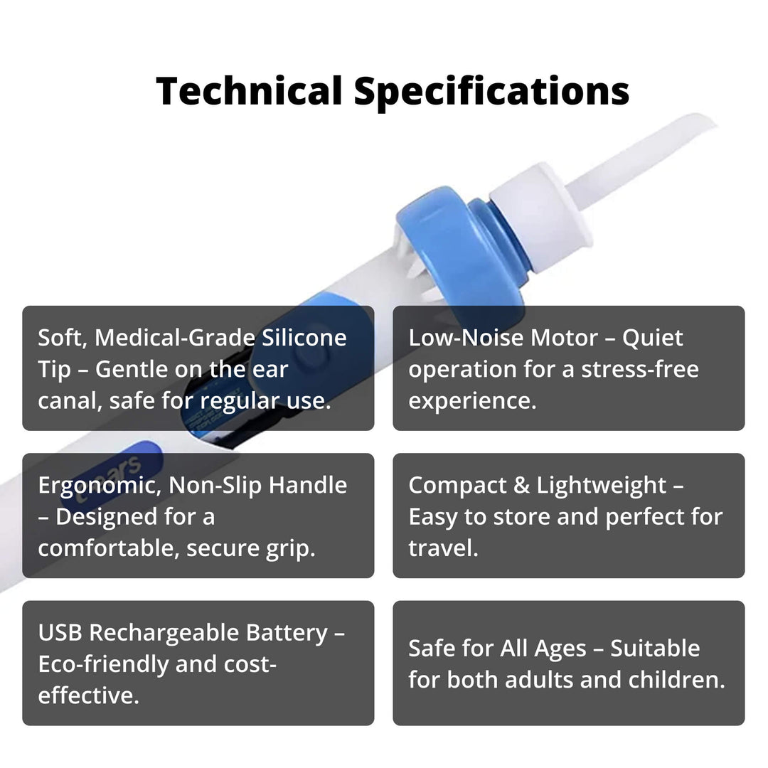 Lisslune | Electric Ear Suction Wax Removal Tool | Ergonomic, Silicone Tip & Compact Design for Safe Ear Hygiene at Home or Travel