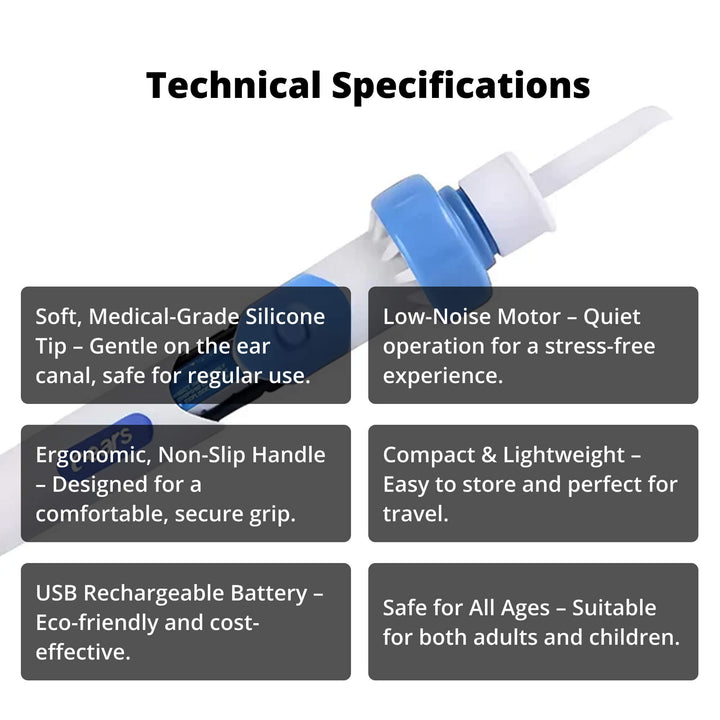 Lisslune | Electric Ear Suction Wax Removal Tool | Ergonomic, Silicone Tip & Compact Design for Safe Ear Hygiene at Home or Travel