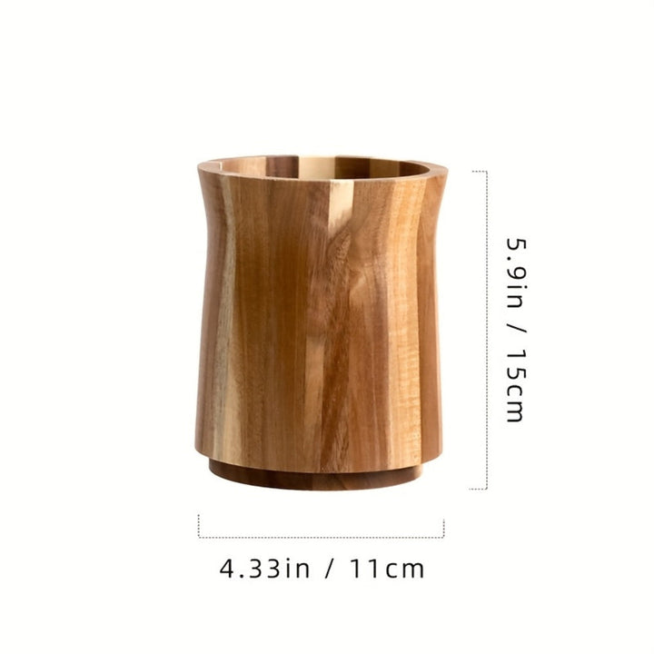 Lisslune | Elegant Acacia Wood Rotating Utensil Holder