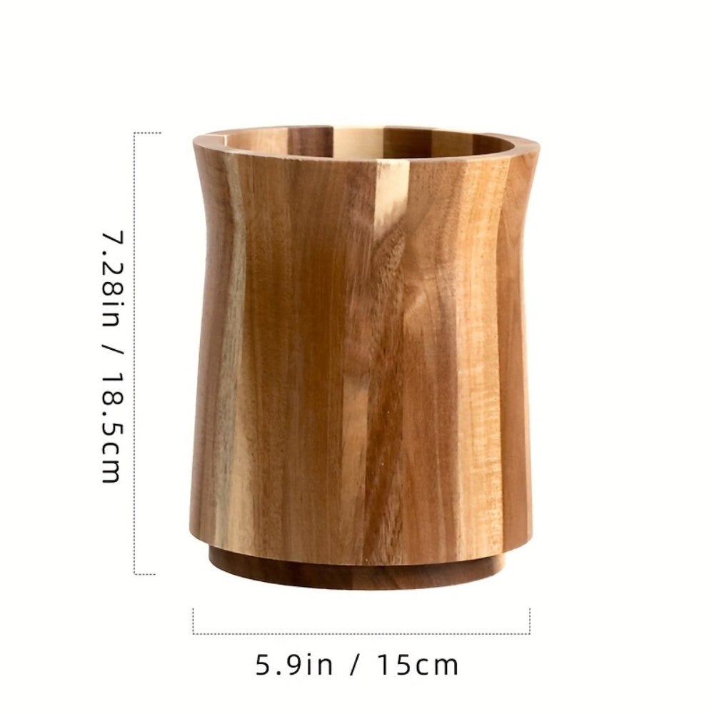 Lisslune | Elegant Acacia Wood Rotating Utensil Holder