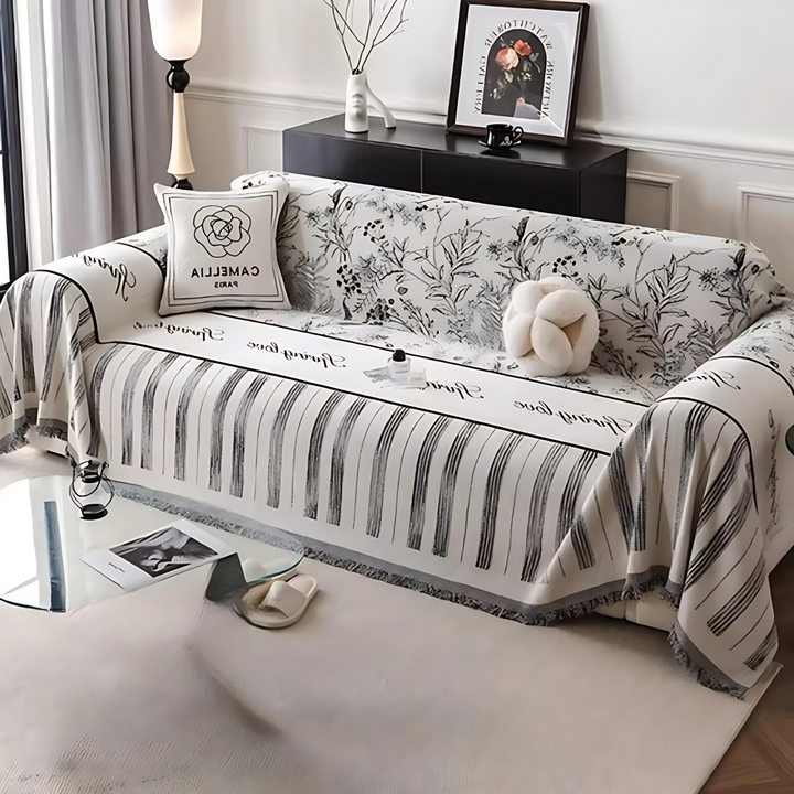 Lisslune | Elegant Black and White Sofa Cover Protector