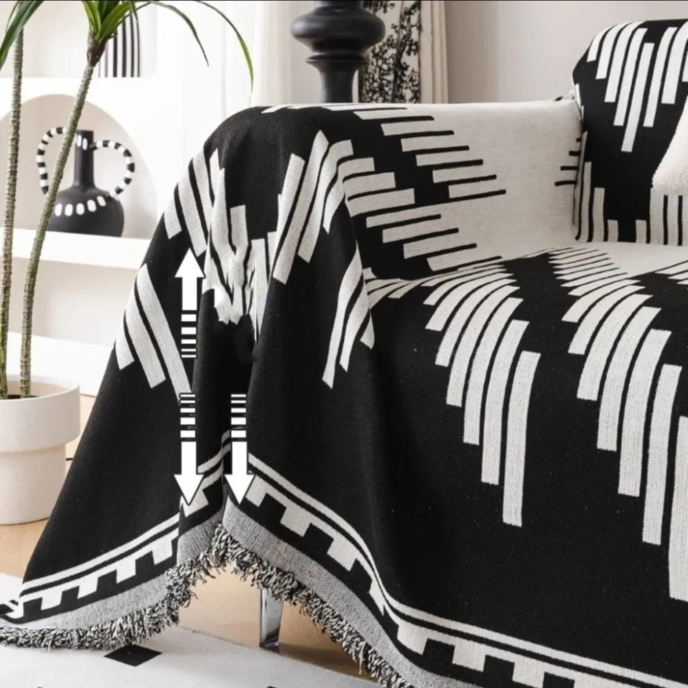 Lisslune | Elegant Black and White Sofa Cover Protector