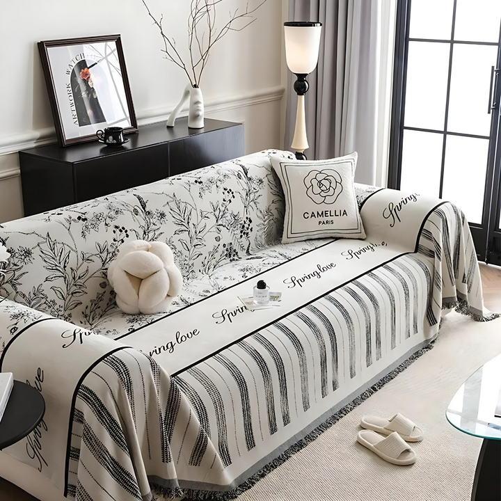 Lisslune | Elegant Black and White Sofa Cover Protector