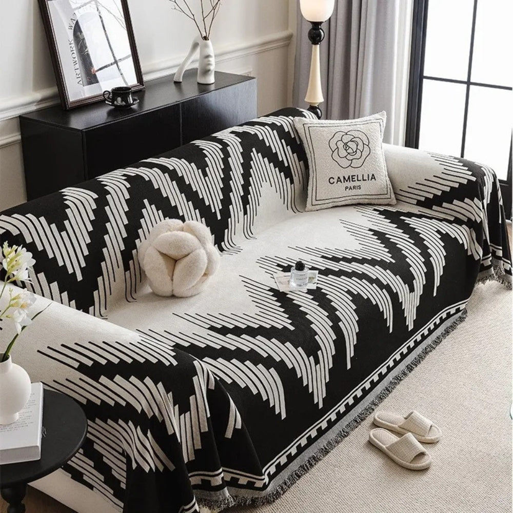 Lisslune | Elegant Black and White Sofa Cover Protector