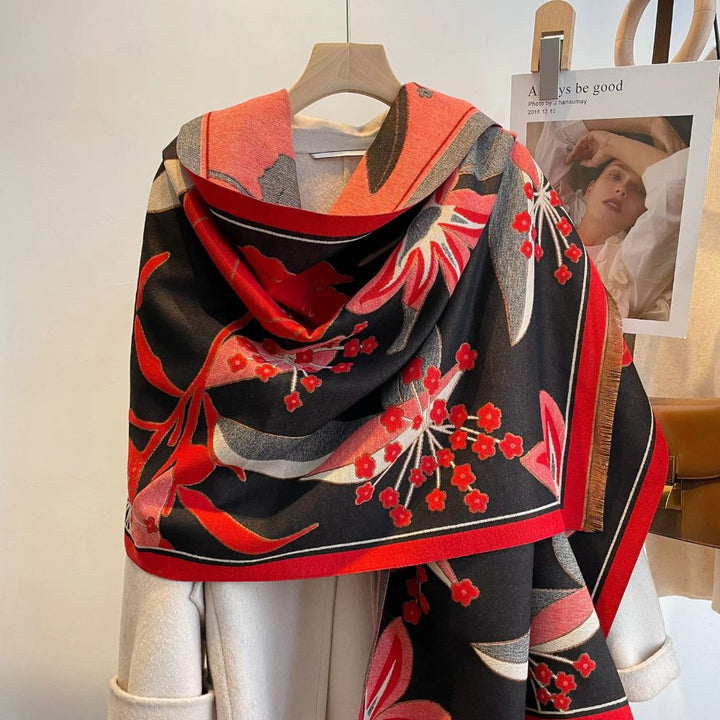 Lisslune | Elegant Floral Jacquard Woven Scarf