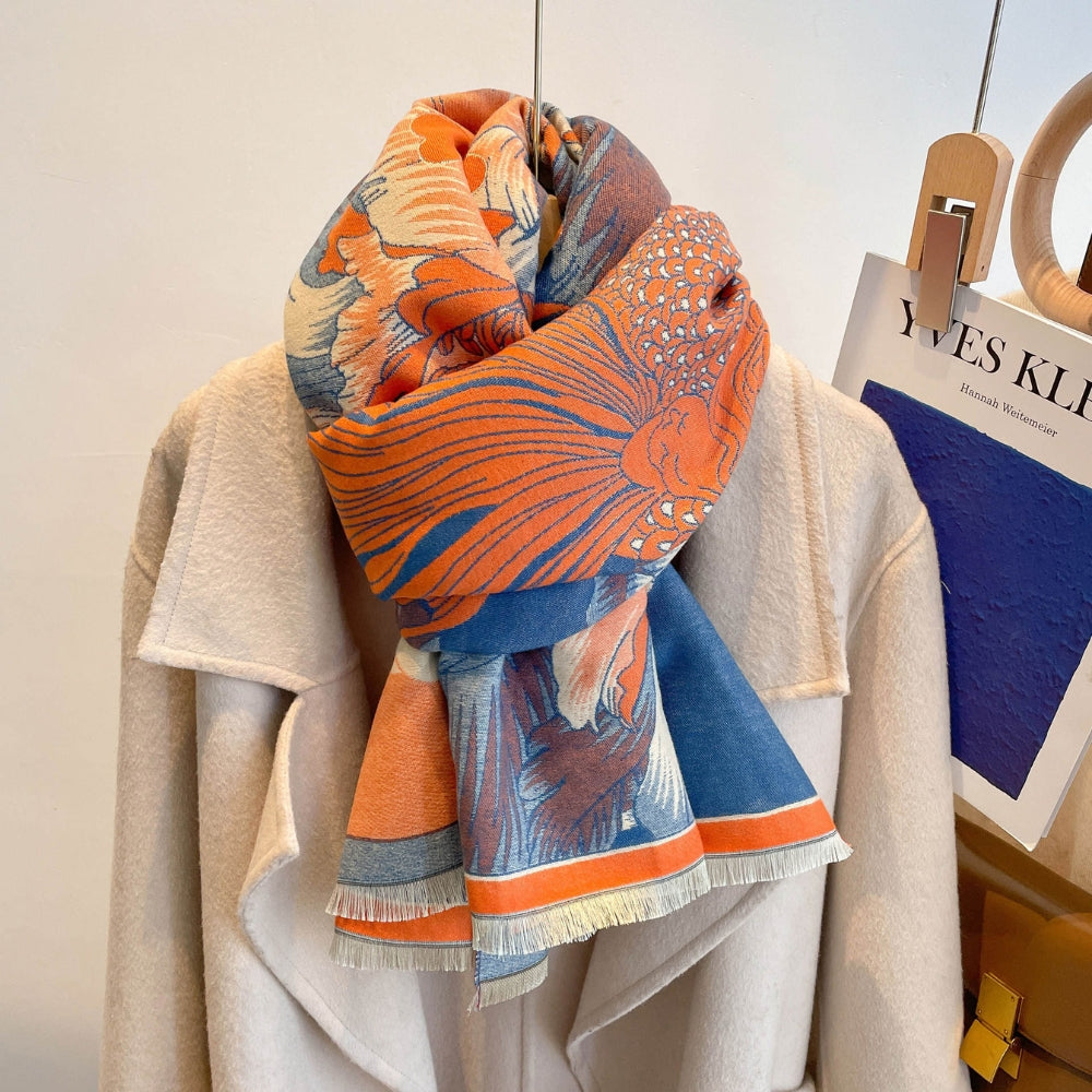Lisslune | Elegant Floral Jacquard Woven Scarf
