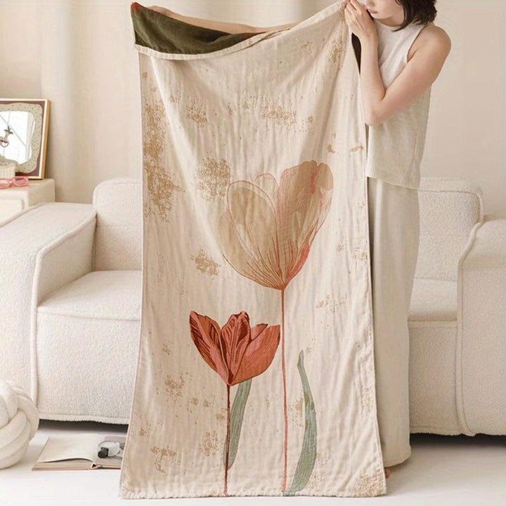 Lisslune | Elegant Floral Print Bath Towel Blanket