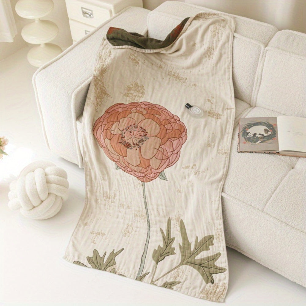 Lisslune | Elegant Floral Print Bath Towel Blanket