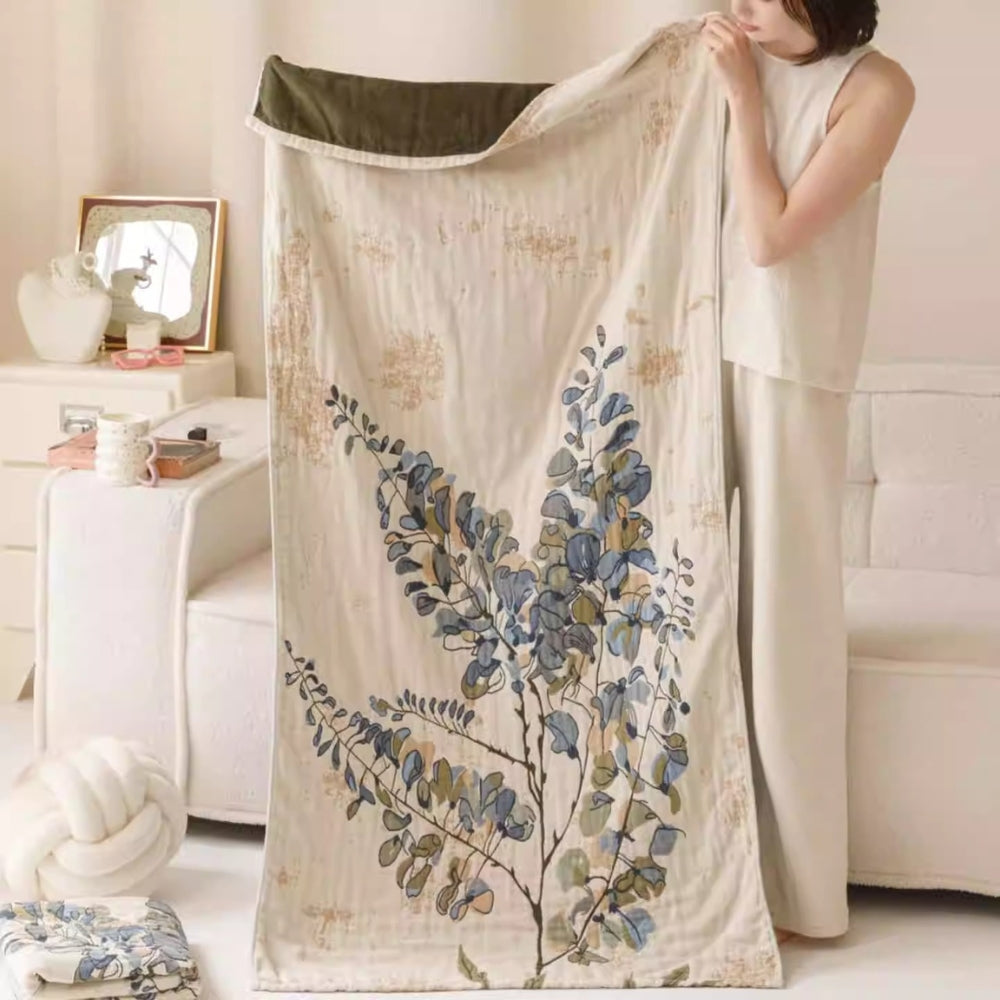 Lisslune | Elegant Floral Print Bath Towel Blanket