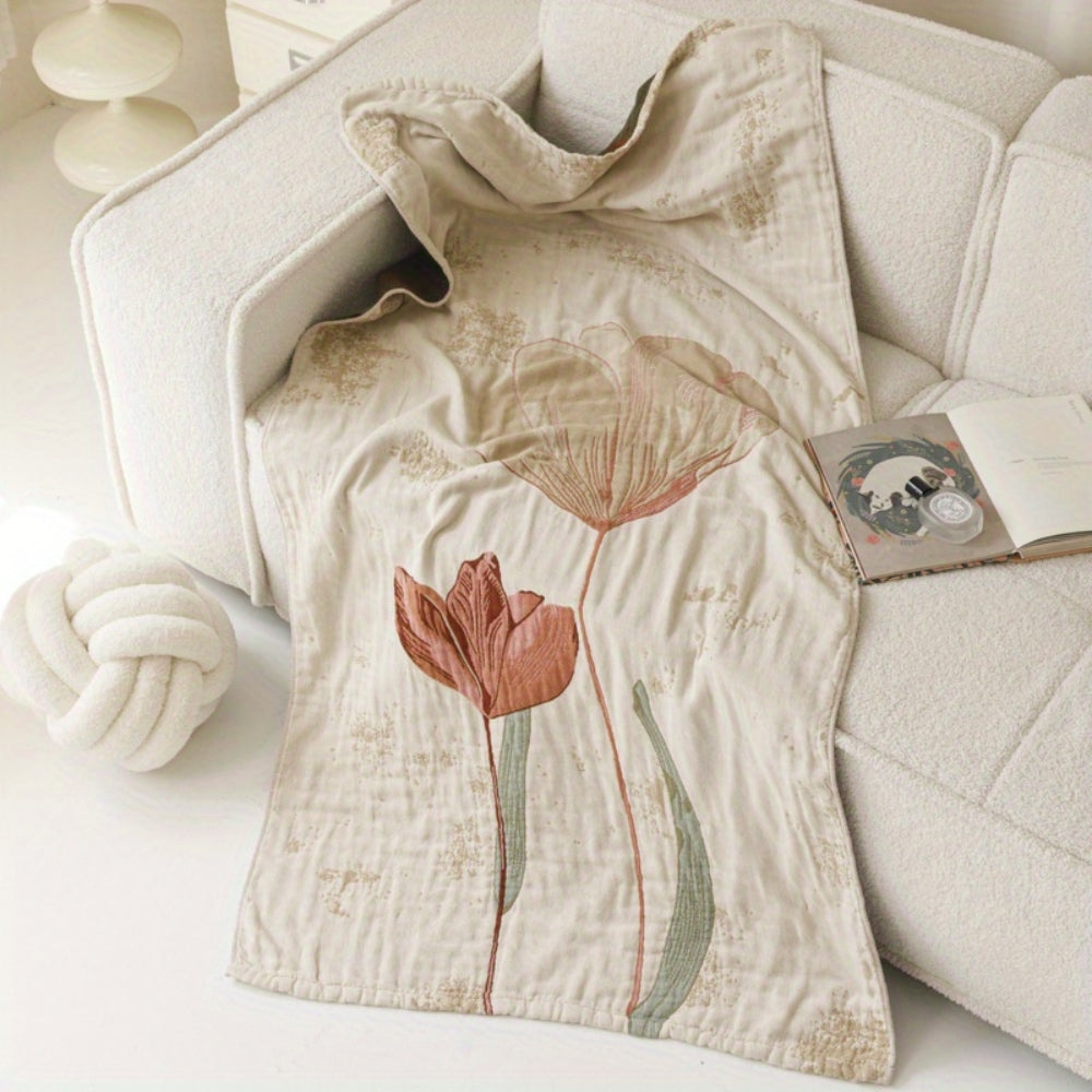 Lisslune | Elegant Floral Print Bath Towel Blanket