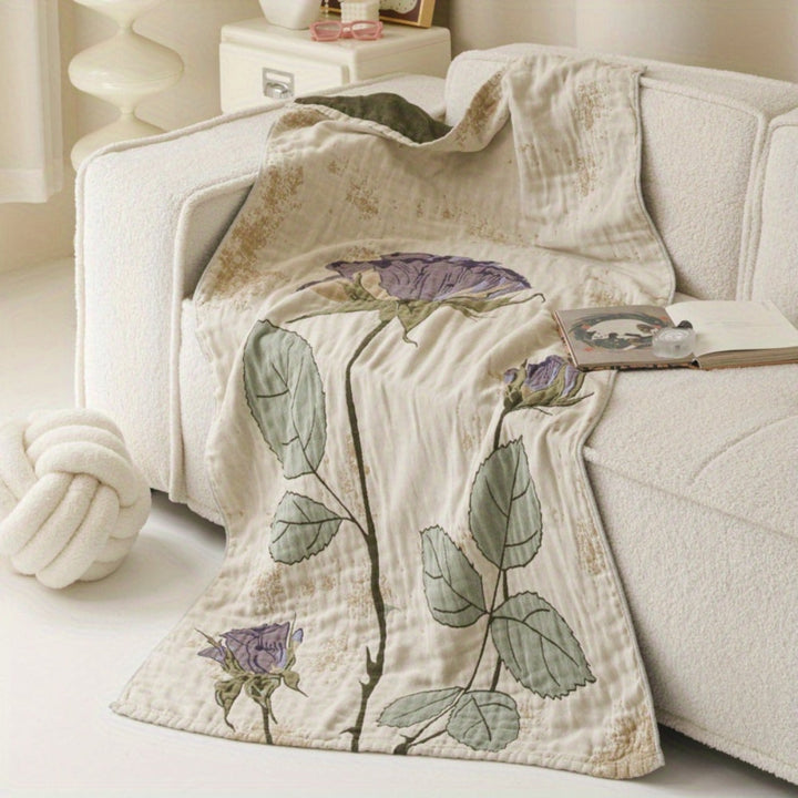 Lisslune | Elegant Floral Print Bath Towel Blanket