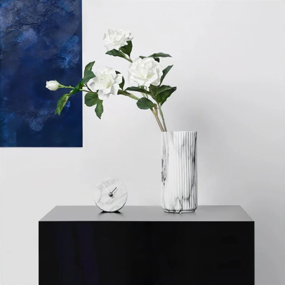 Lisslune | Elegant Vertical Marble Ceramic Vase