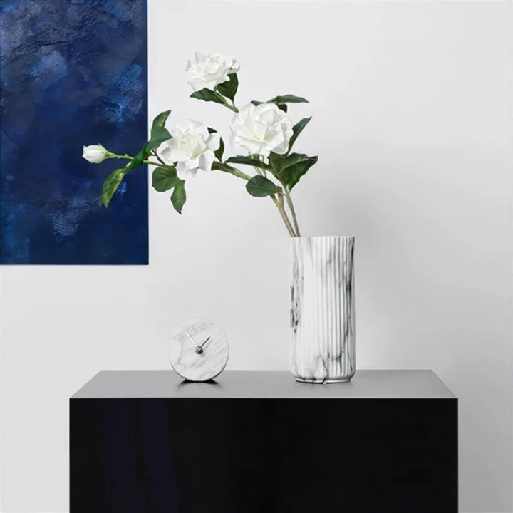 Lisslune | Elegant Vertical Marble Ceramic Vase