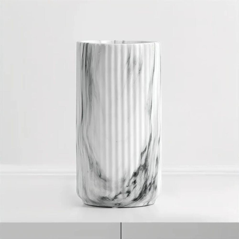 Lisslune | Elegant Vertical Marble Ceramic Vase