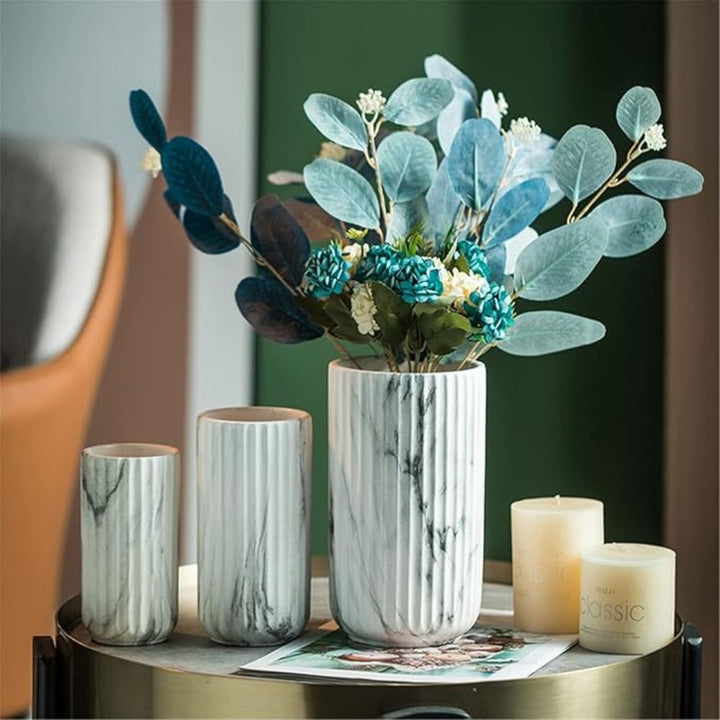 Lisslune | Elegant Vertical Marble Ceramic Vase