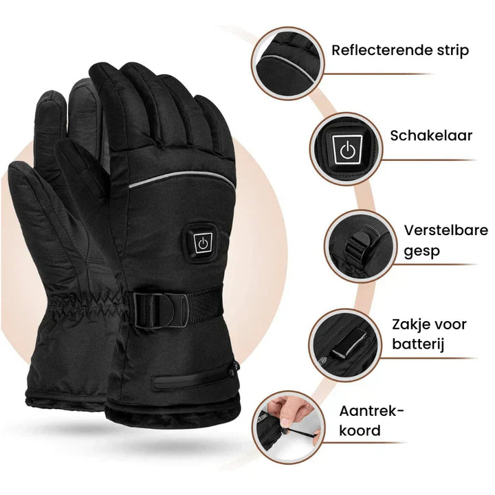Lisslune | ThermoGrip Heated Gloves – Waterproof Unisex Gloves with 3 Heat Levels and Touchscreen Function