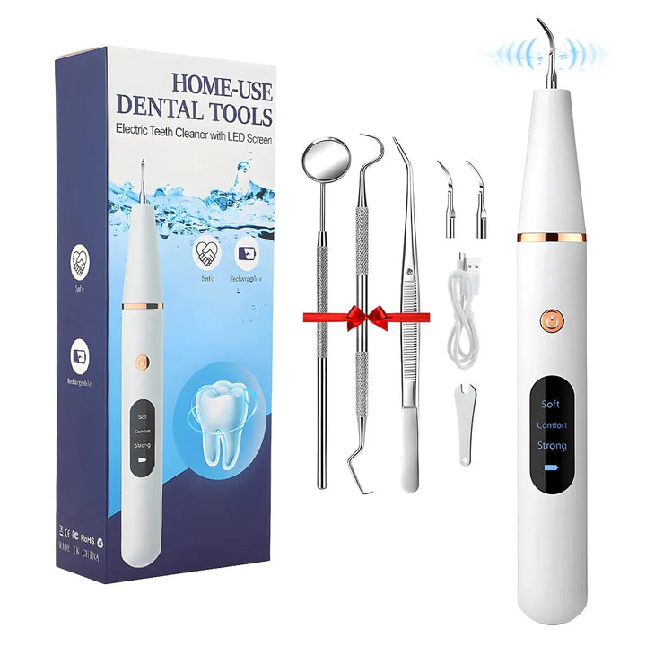 Lisslune | Ultrasonic Teeth Cleaning Device | 38 kHz Ultrasound, LED Light & USB Fast Charging for Home Dental Care