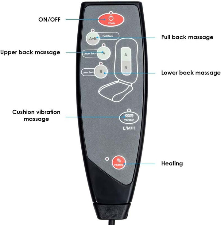 Lisslune | Shiatsu Full Body Back Massager with Heat & Adjustable Seat – Stress & Pain Relief Cushion