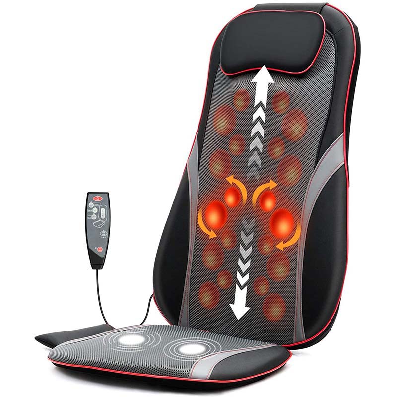 Lisslune | Shiatsu Full Body Back Massager with Heat & Adjustable Seat – Stress & Pain Relief Cushion