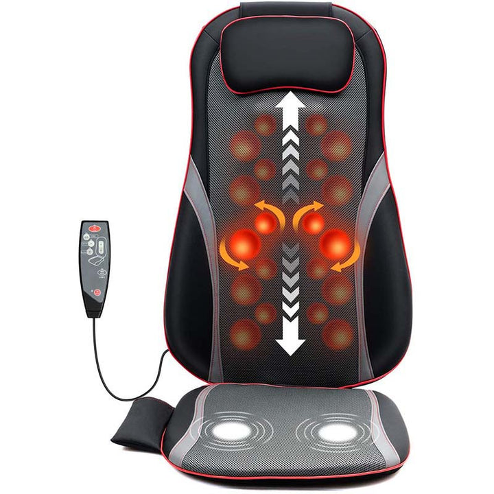 Lisslune | Shiatsu Full Body Back Massager with Heat & Adjustable Seat – Stress & Pain Relief Cushion
