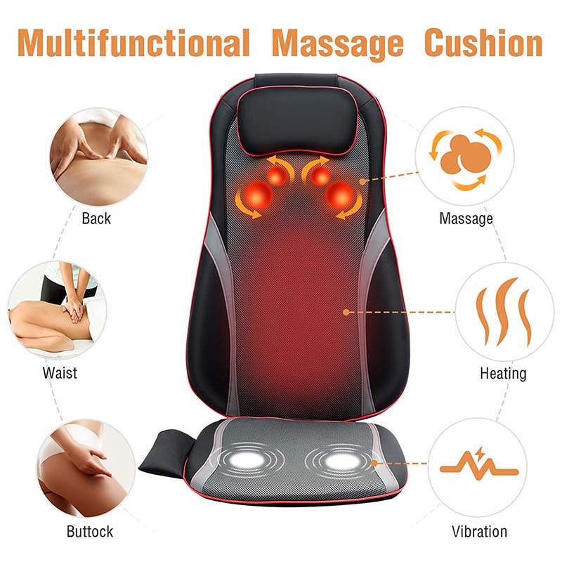 Lisslune | Shiatsu Full Body Back Massager with Heat & Adjustable Seat – Stress & Pain Relief Cushion